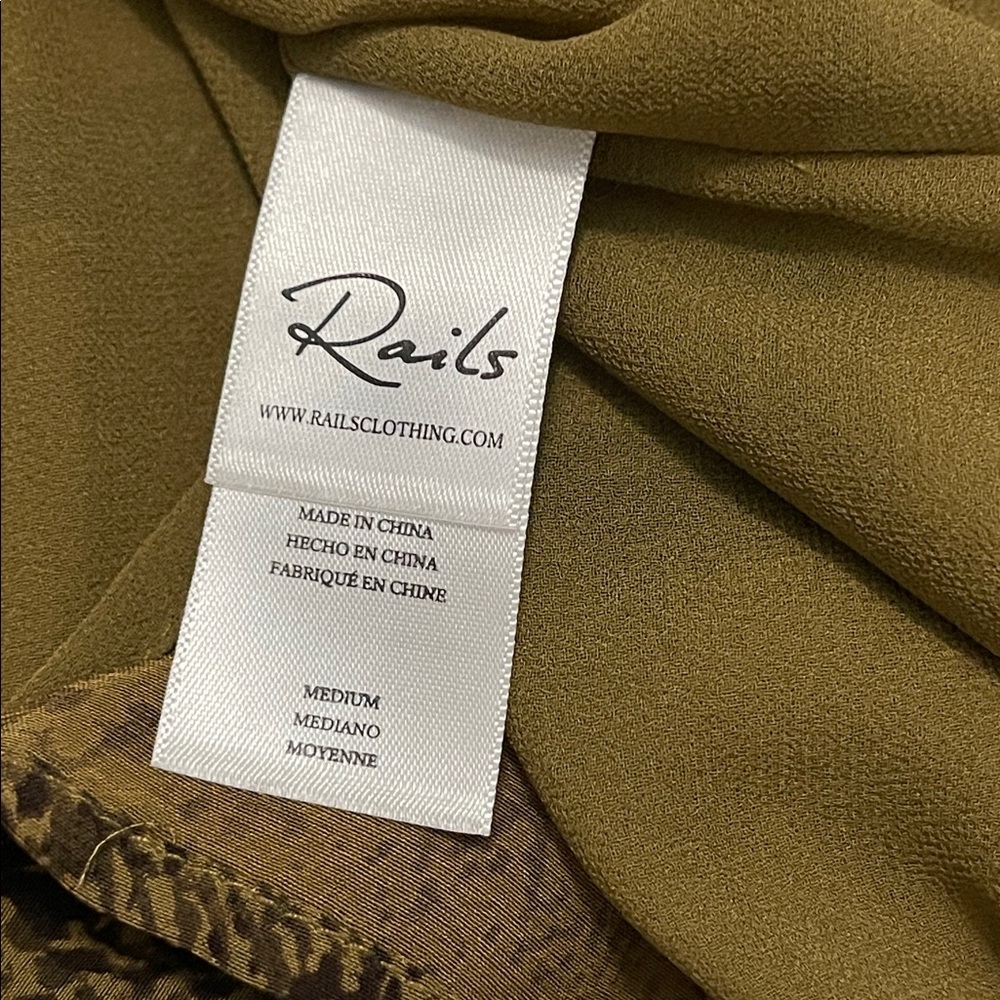 RAILS Faren Sepia Python Smocked Waist Ruffle Detail , long Sleeves Sz M - Picture 11 of 16